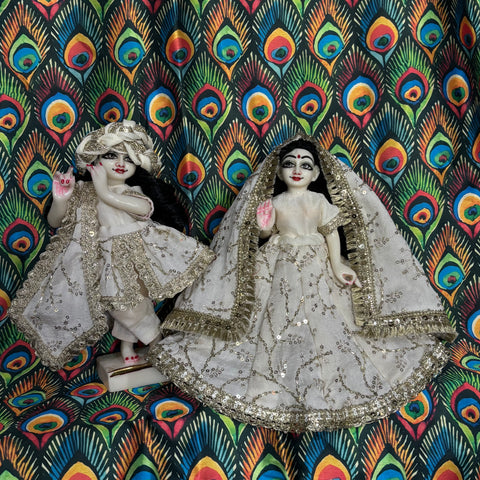 🌸9 Inch Yugal Sarkar Off White Heavy Dress Sharad Purnima