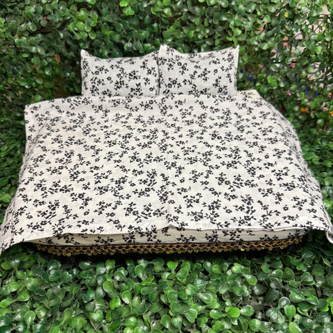 10*12 cotton bedsheet set white black
