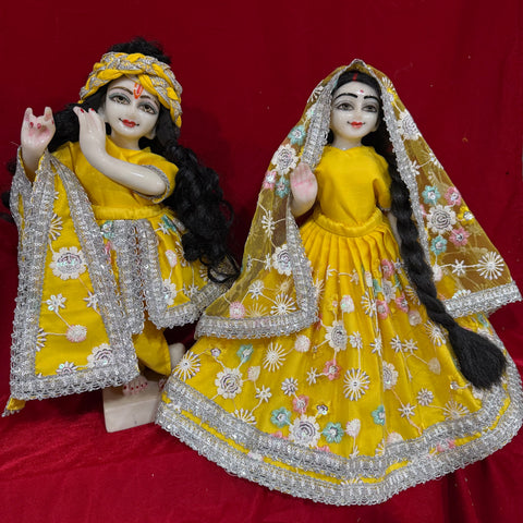 15 Inch Yugal Sarkar Net Fabric Cotton Yellow