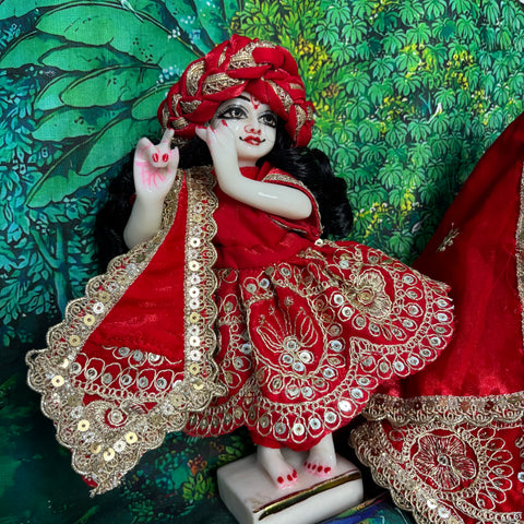 🌸9 Inch Yugal Sarkar Red Fabric Dress heavy Embroidery Dress Bayahula dress