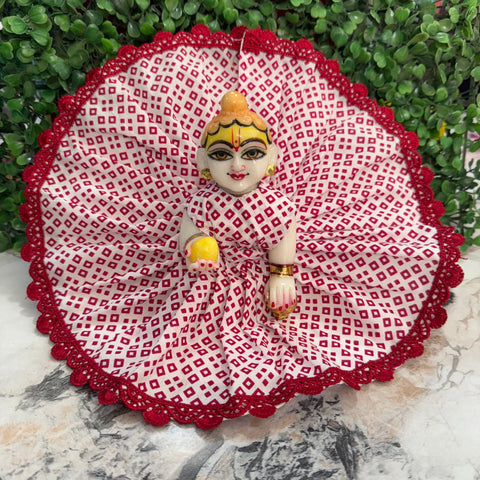 LADDU GOPAL DRESS SET WHITE MHROON