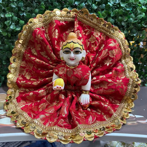 7,8 No. Laddu Gopal banarasi dress red golden lace