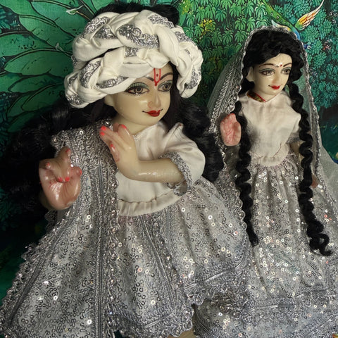 12 Inch Yugal Sarkar White Silver Dress