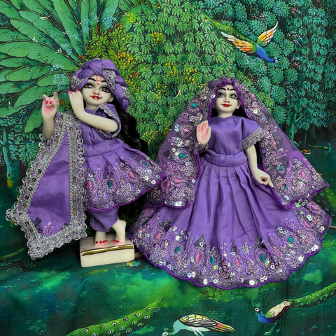 9 inch Yugal Sarkar net Fabric Heavy Dress purple