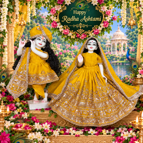 15 Inch Yugal Sarkar Yellow Hand Work Heavy Poshak