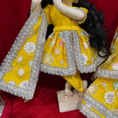 15 Inch Yugal Sarkar Net Fabric Cotton Yellow