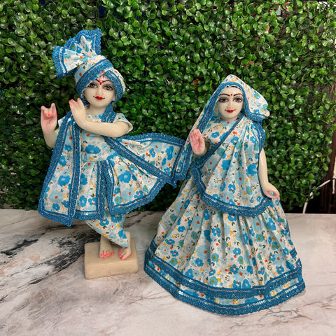 12 Inch Yugal Sarkar Cotton Dress White Phiroji 8inch Lehanga