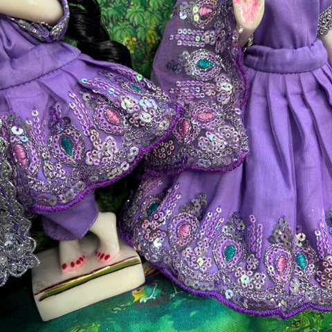 9 inch Yugal Sarkar net Fabric Heavy Dress purple
