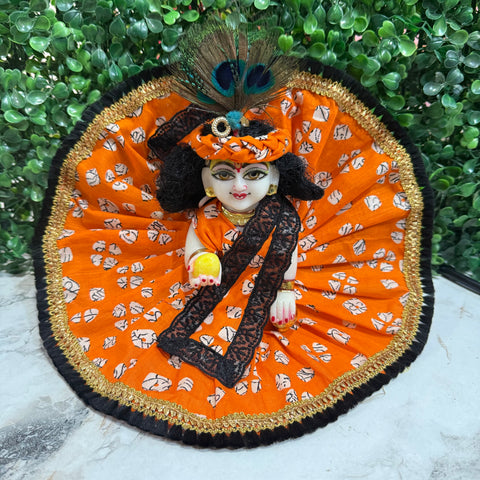 Laddu Gopal Cotton Dress With Pagadi Patka orange