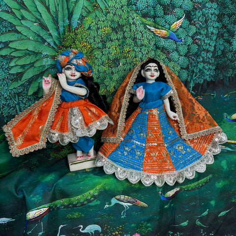 🌸9 inch Yugal Sarkar Orange Phiroji Contrast Fabric Dress