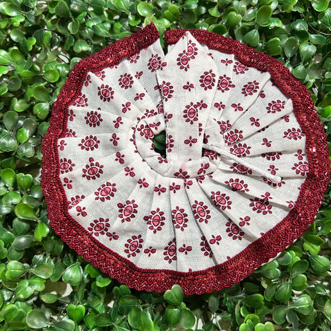 0,1,2 No. Laddu Gopal Cotton Dress white mahroon