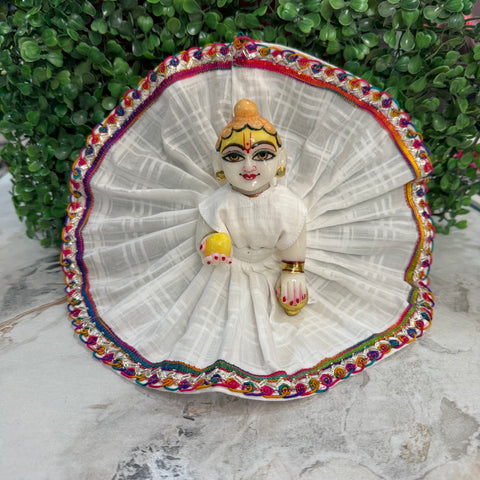 5,6 no. Laddu gopal dress white with multi lace