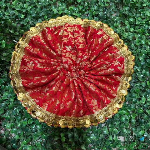7,8 No. Laddu Gopal banarasi dress red golden lace