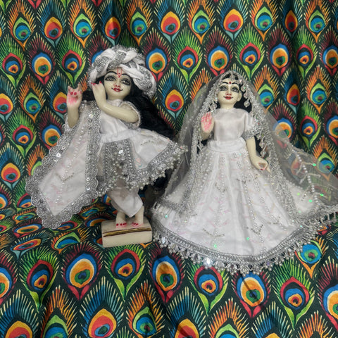 🌸9 inch Yugal sarkar Net Fabric White dress