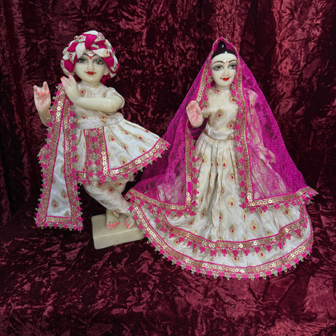 12 Inch Yugal Dress white Pink Banarasi