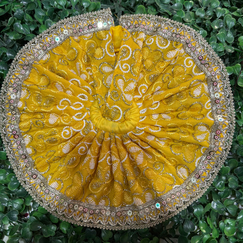 3,4 Laddu Gopal Cotton Embroidery poshak Summers Yellow