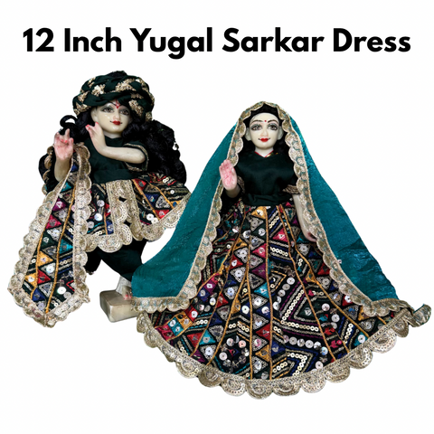 🌸 12 Inch Yugal Sarkar heavy dress Navratri Special green