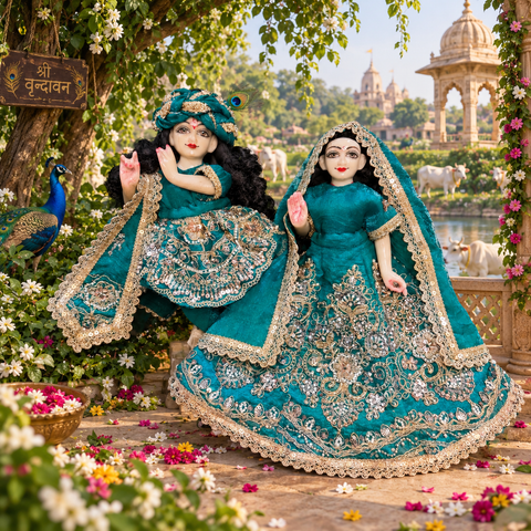 🌸12 Inch Yugal Sarkar heavy poshak Hand Work
